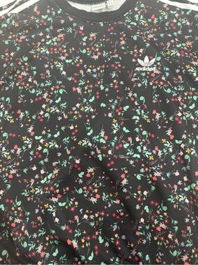 adidas Black Floral Crewneck with Multicolor Blooms